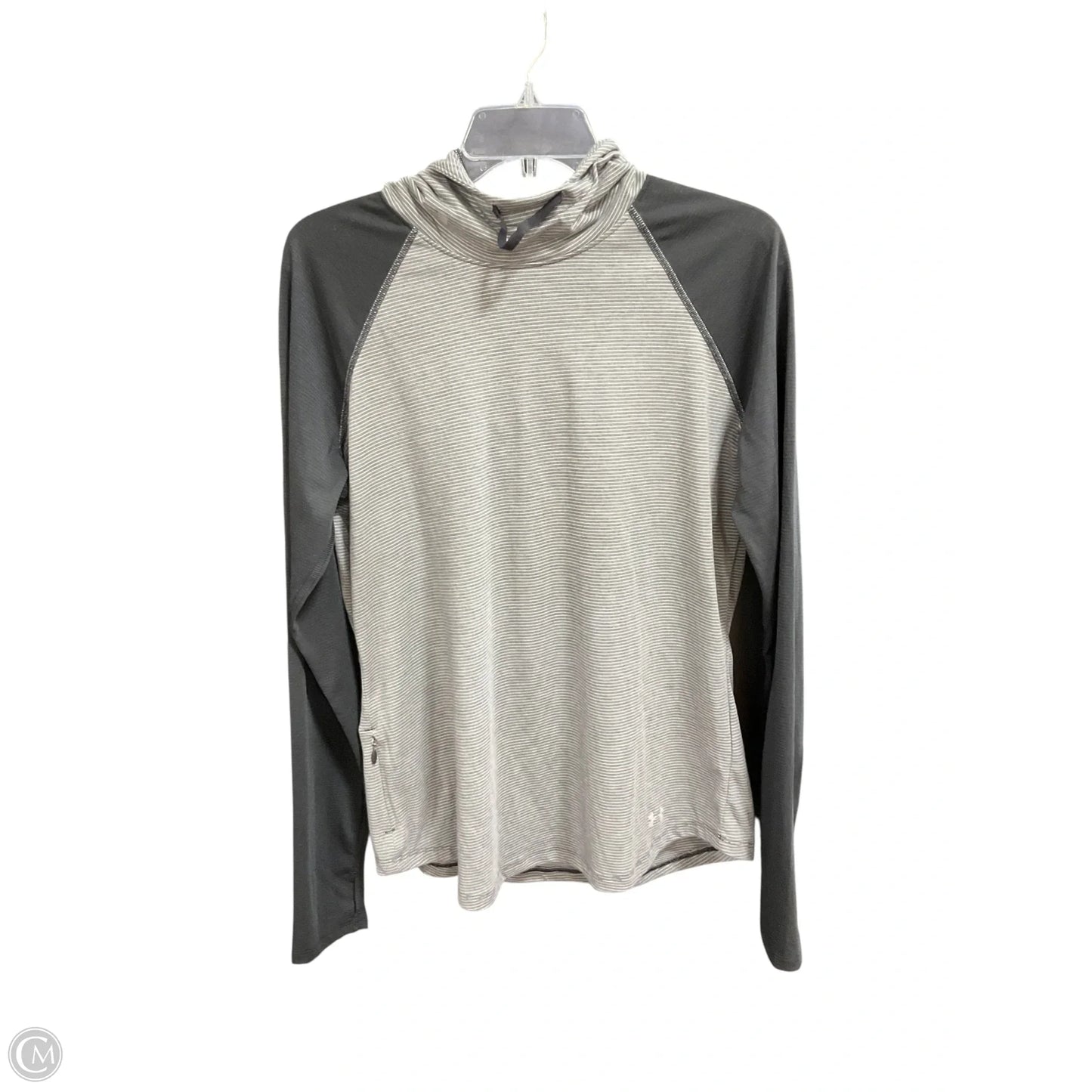 Athletic Top Long Sleeve Hoodie By Under Armour In Grey, Size: L