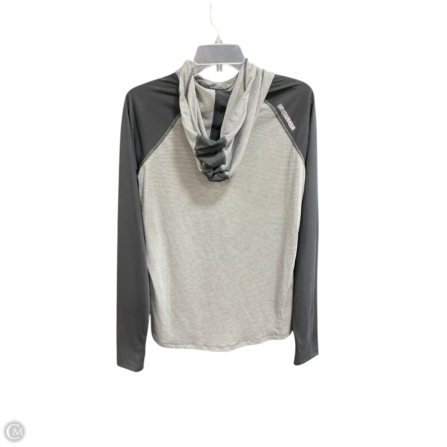 Athletic Top Long Sleeve Hoodie By Under Armour In Grey, Size: L