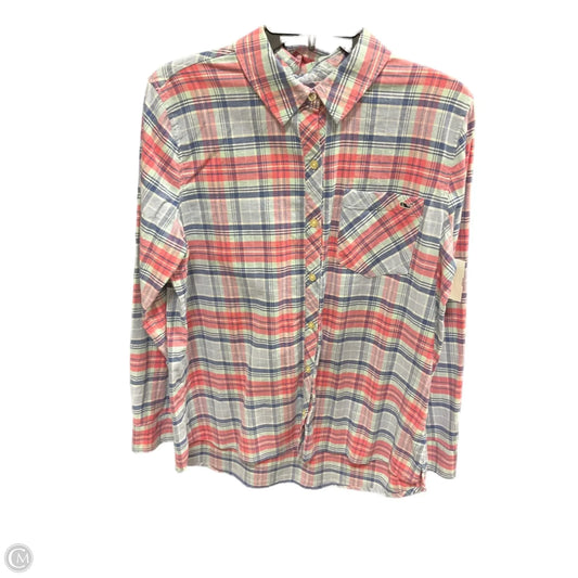 Blouse Long Sleeve By Vineyard Vines In Plaid Pattern, Size: 12