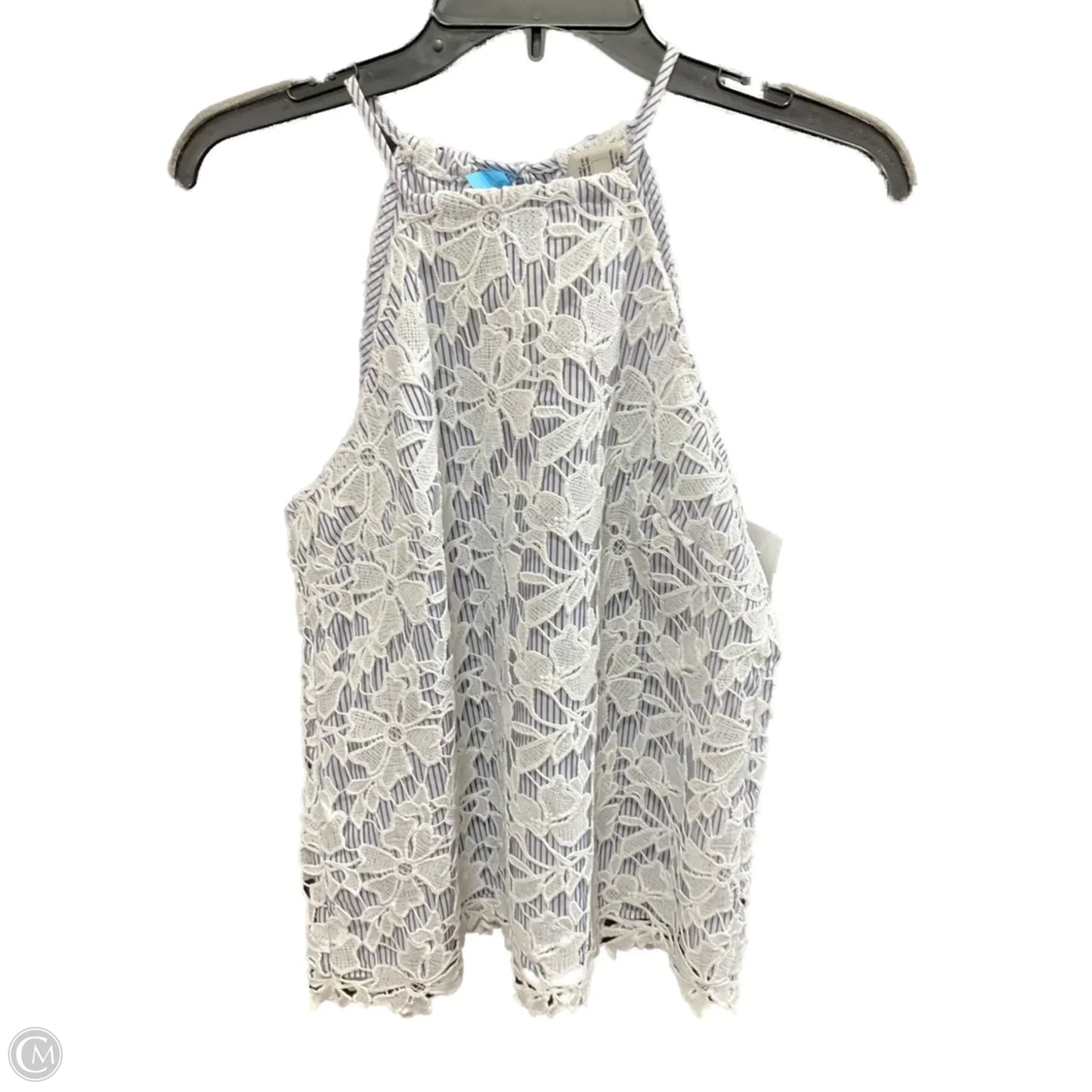 Top Sleeveless By Adiva In Blue & White, Size: S