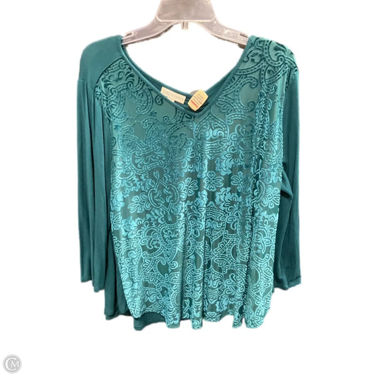 Top 3/4 Sleeve By Dana Buchman In Green, Size: Xxl