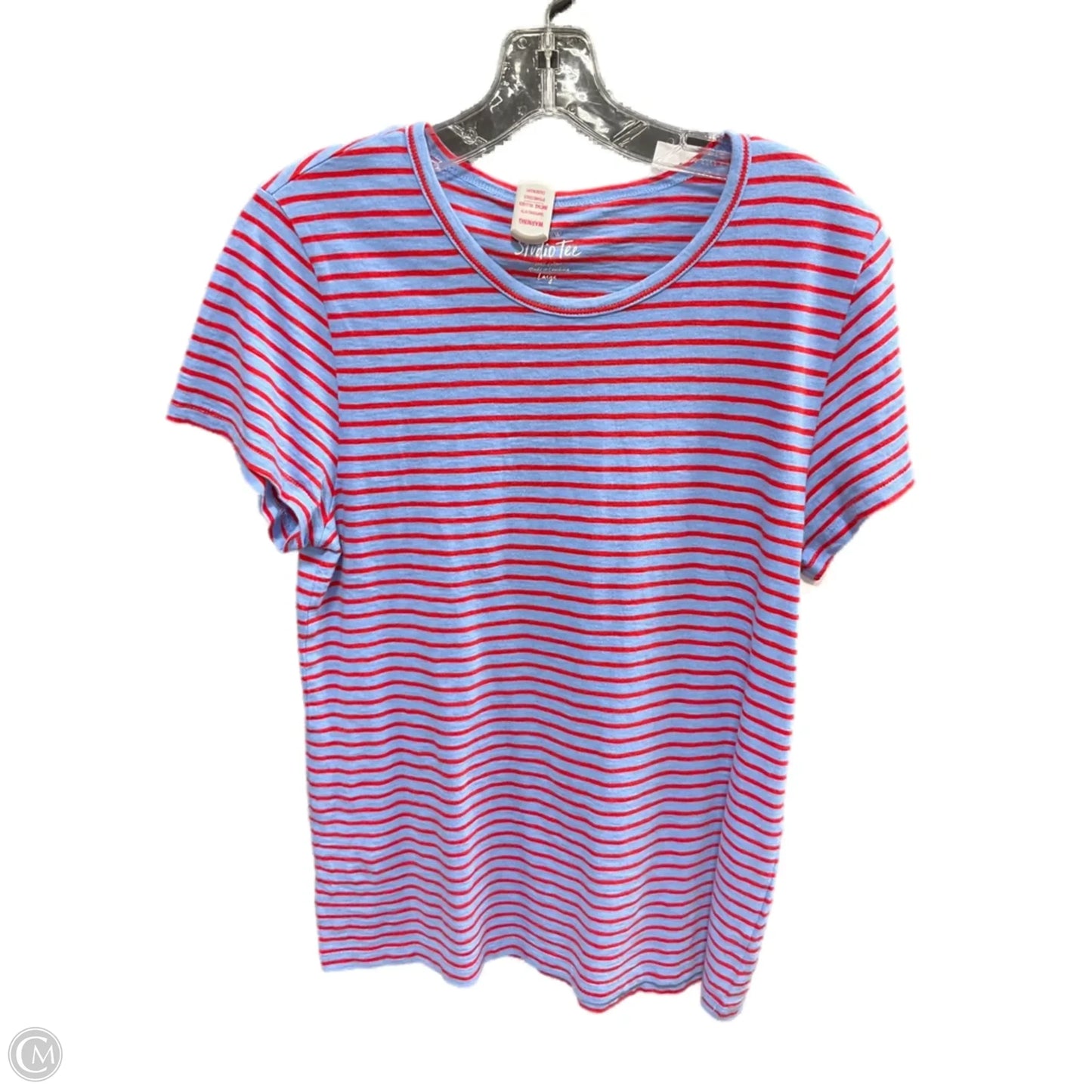 Top Short Sleeve Basic By J. Crew In Striped Pattern, Size: L