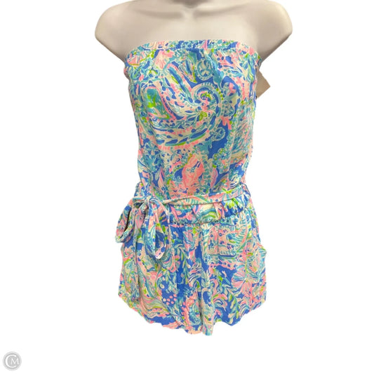 Romper Designer By Lilly Pulitzer In Blue & Pink, Size: S