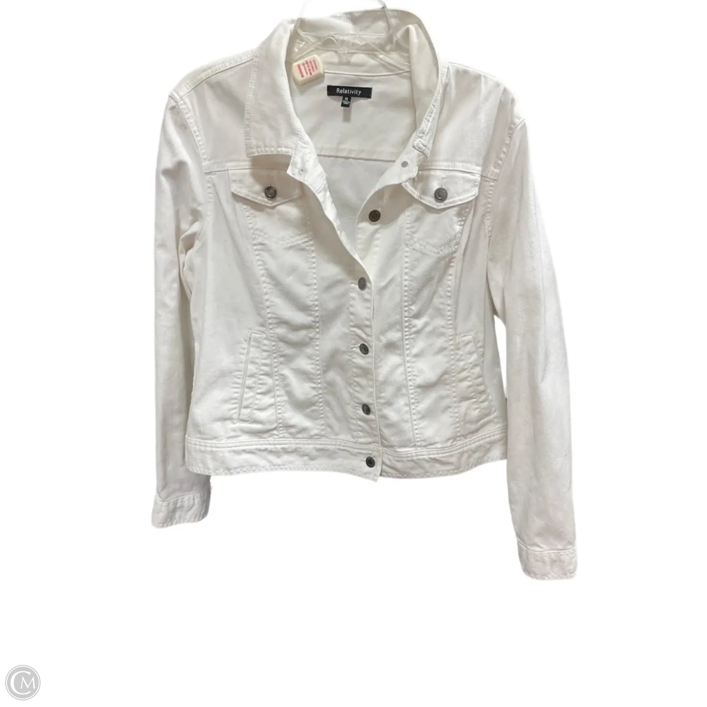 Jacket Denim By Relativity In White Denim, Size: Xl