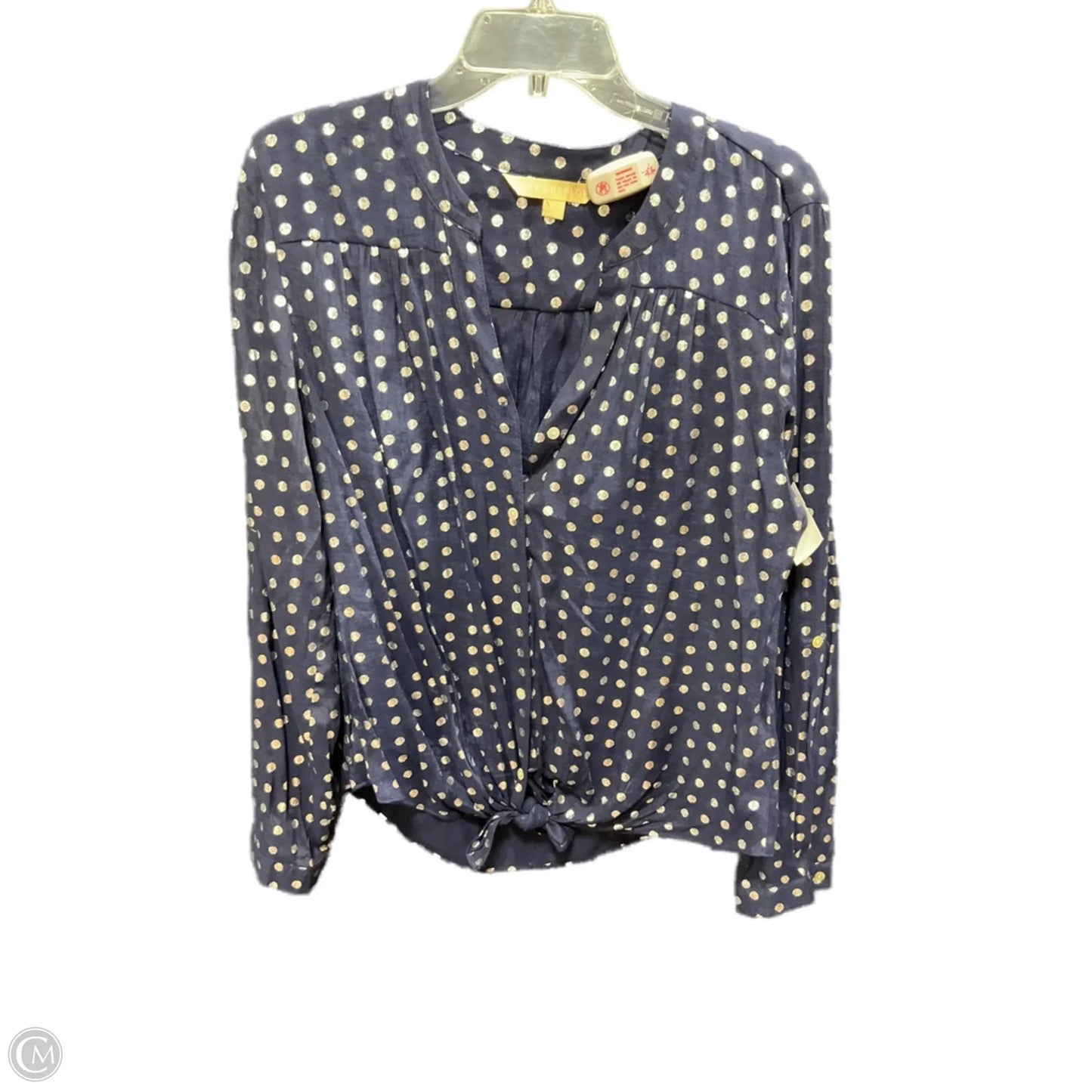 Top Long Sleeve By Hope & Harlow In Blue & Silver, Size: L