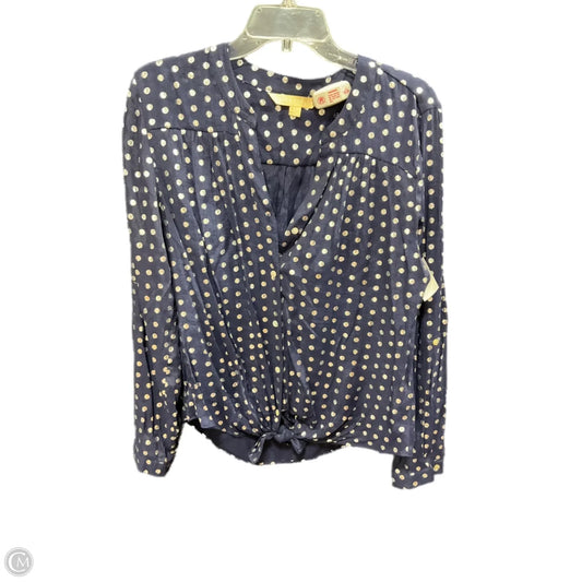 Top Long Sleeve By Hope & Harlow In Blue & Silver, Size: L