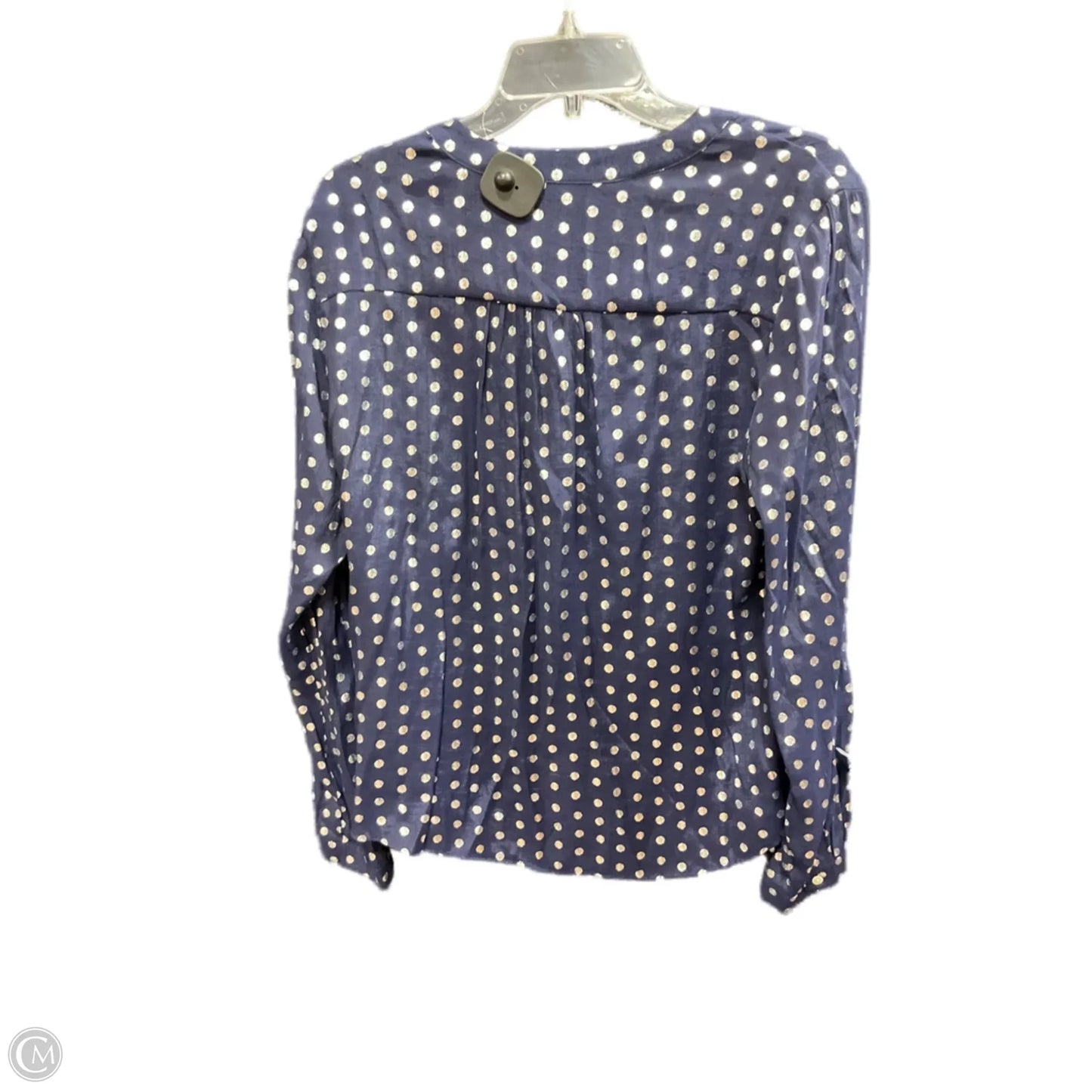 Top Long Sleeve By Hope & Harlow In Blue & Silver, Size: L
