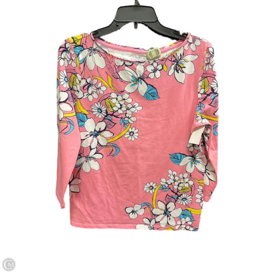 Top 3/4 Sleeve By Talbots In Floral Print, Size: L