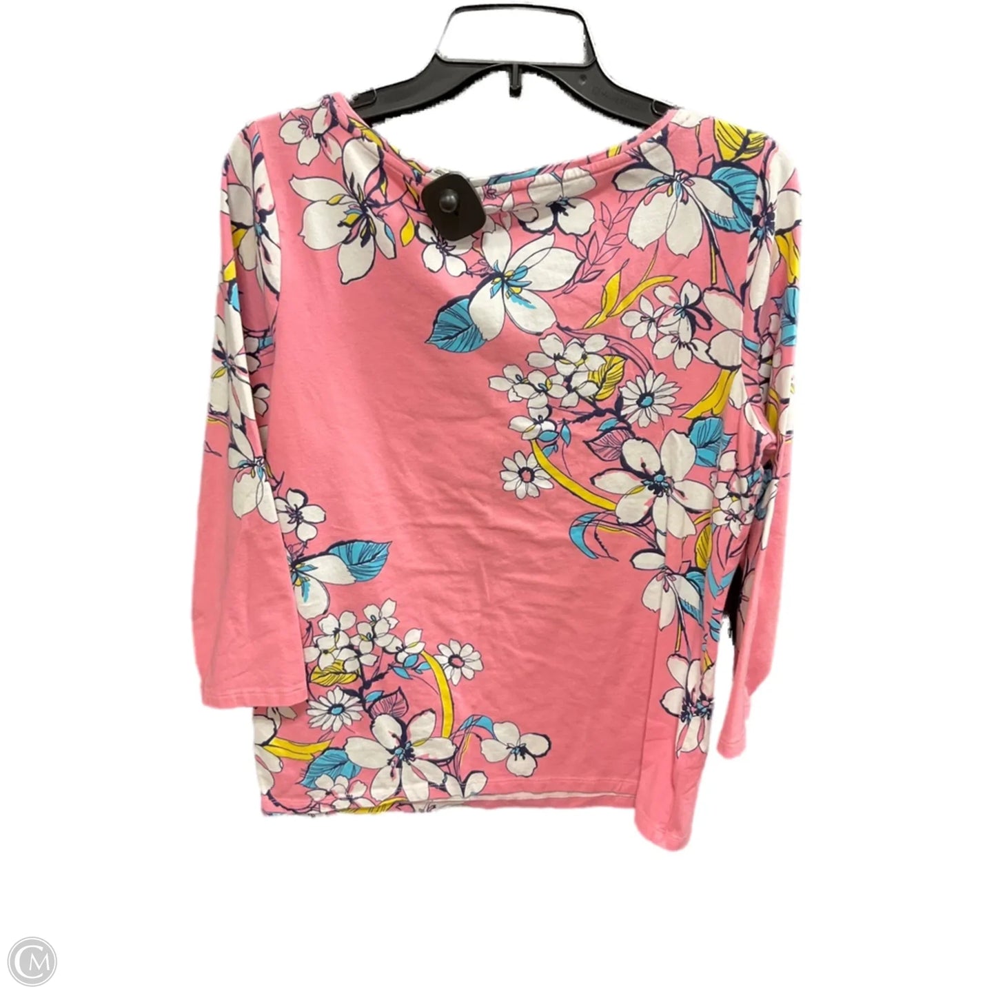 Top 3/4 Sleeve By Talbots In Floral Print, Size: L