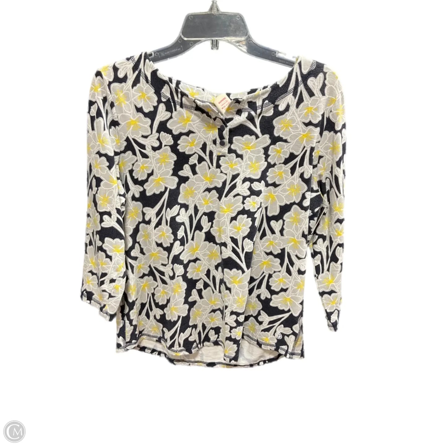 Top 3/4 Sleeve By Talbots In Floral Print, Size: L
