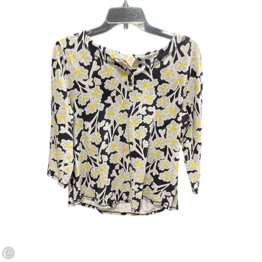 Top 3/4 Sleeve By Talbots In Floral Print, Size: L