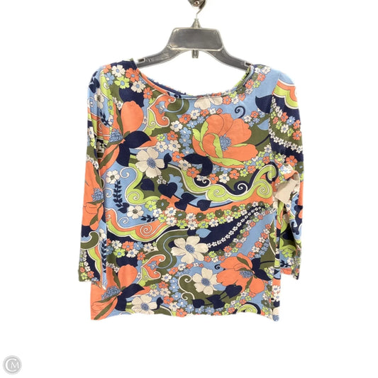 Top 3/4 Sleeve By Talbots In Floral Print, Size: L