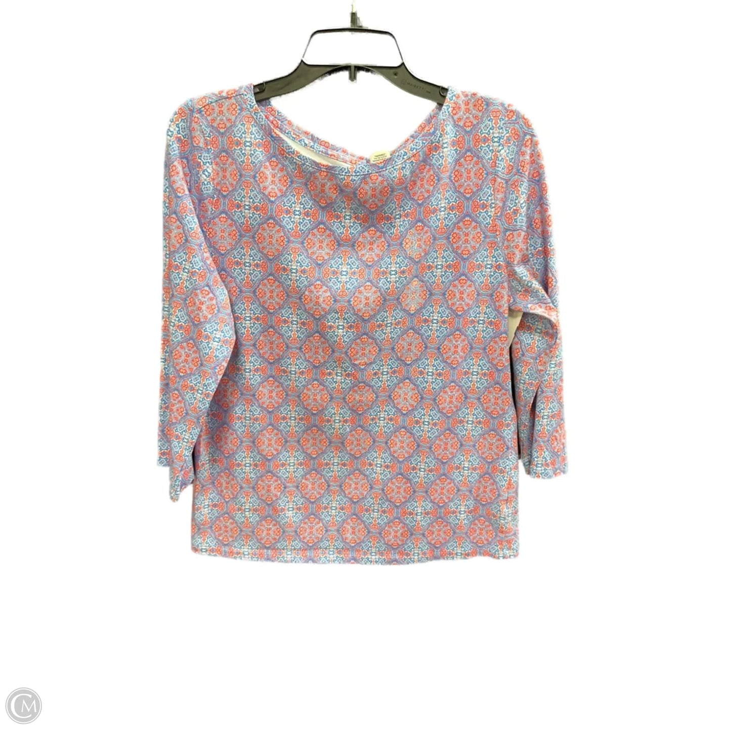 Top 3/4 Sleeve By Talbots In Blue & Orange, Size: L