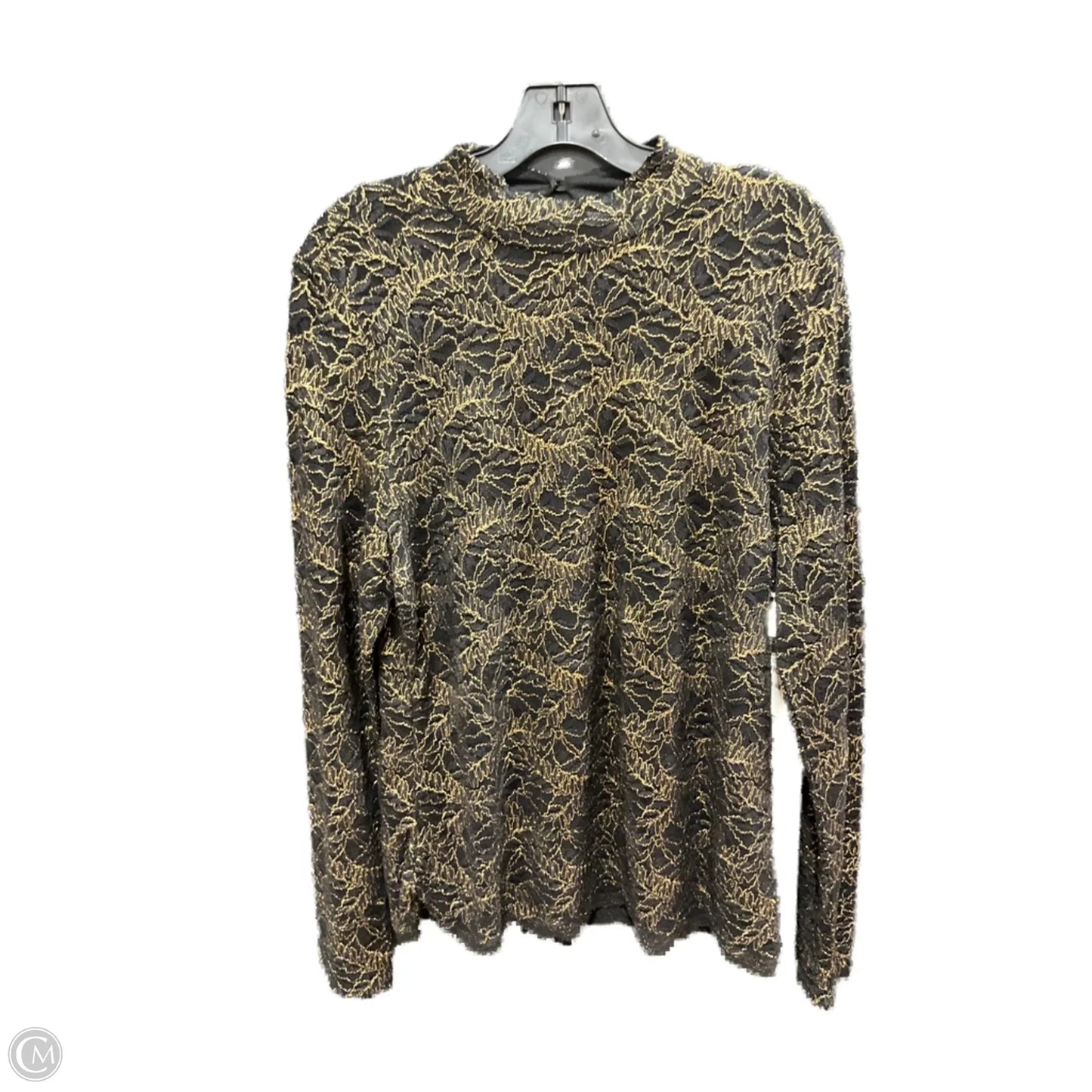 Top Long Sleeve By Inc In Black & Gold, Size: Xxl