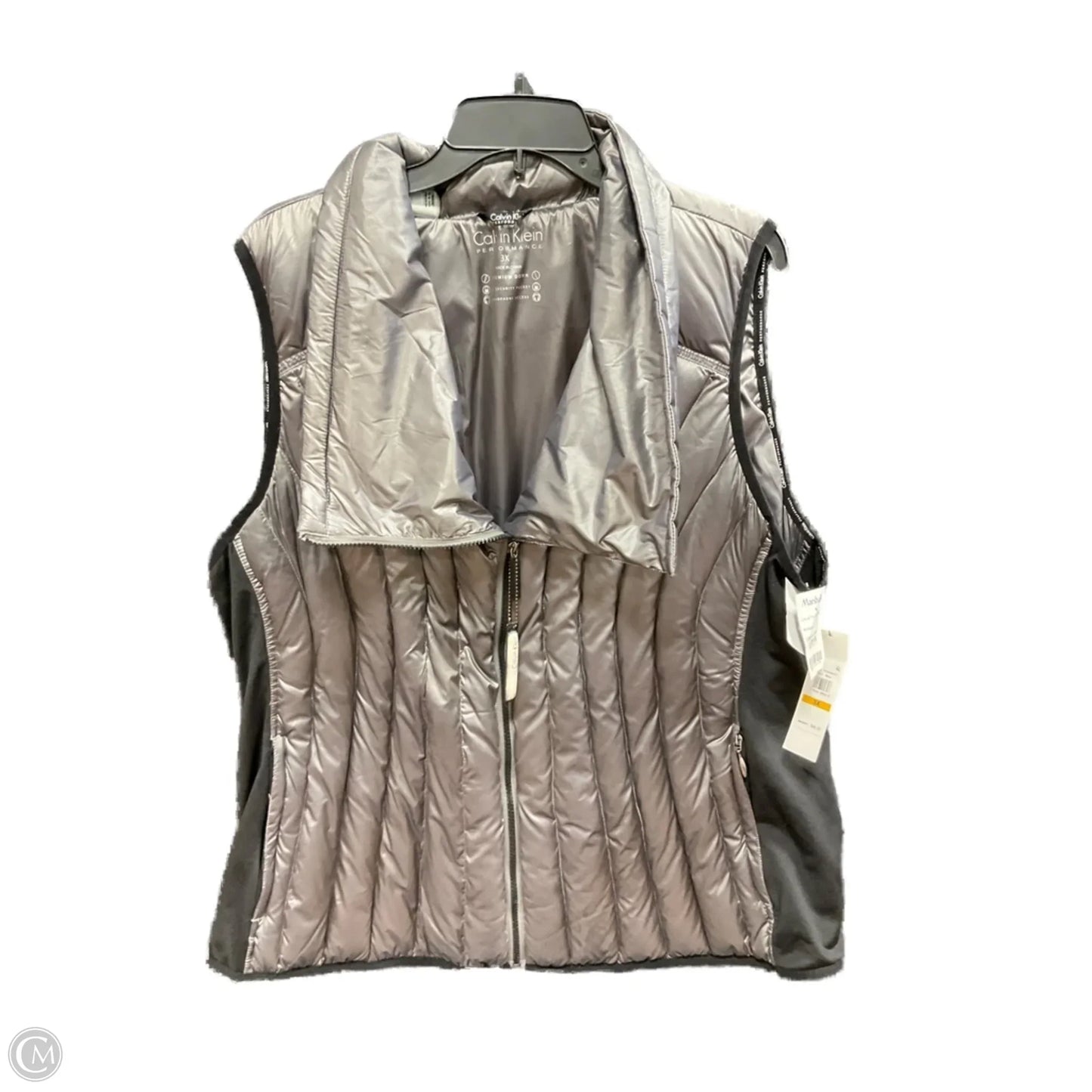 Vest Puffer & Quilted By Calvin Klein Performance In Grey, Size: 3x