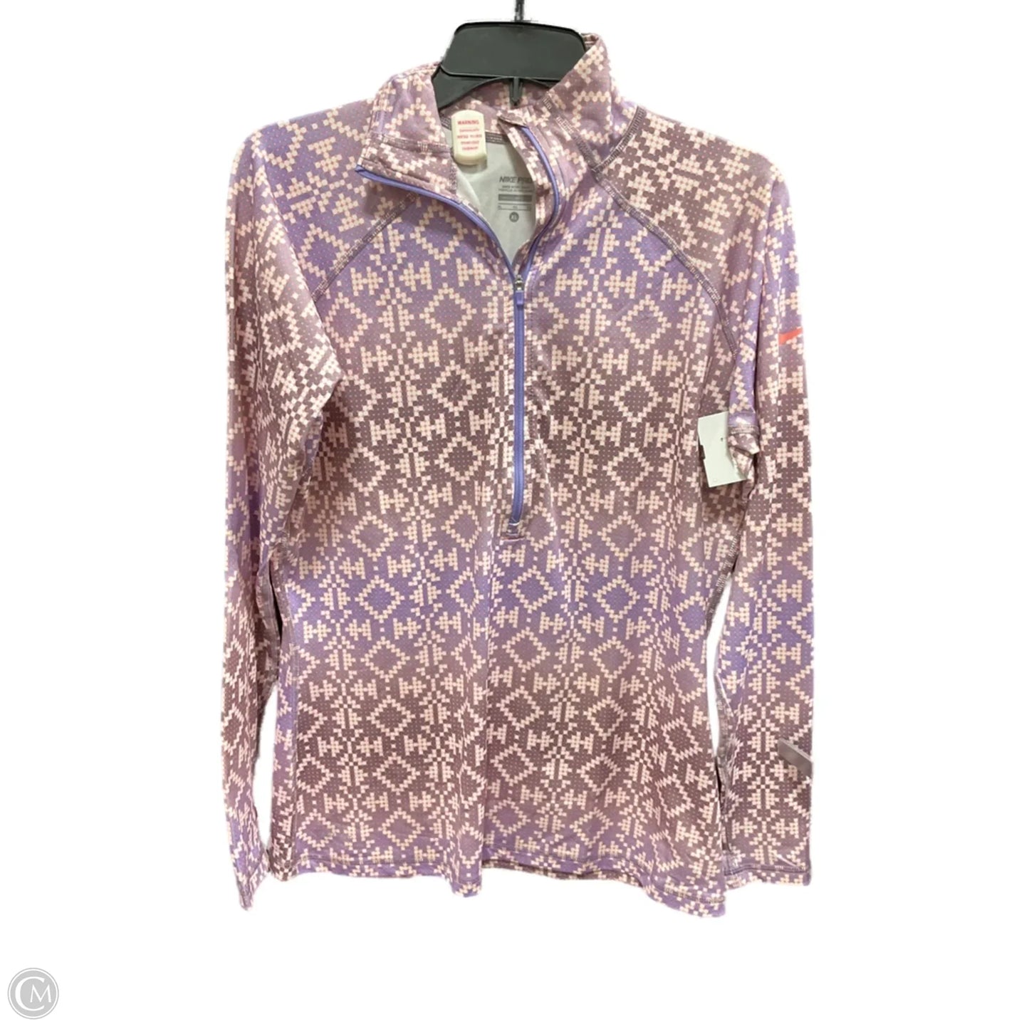 Athletic Top Long Sleeve Collar By Nike Apparel In Purple, Size: Xl
