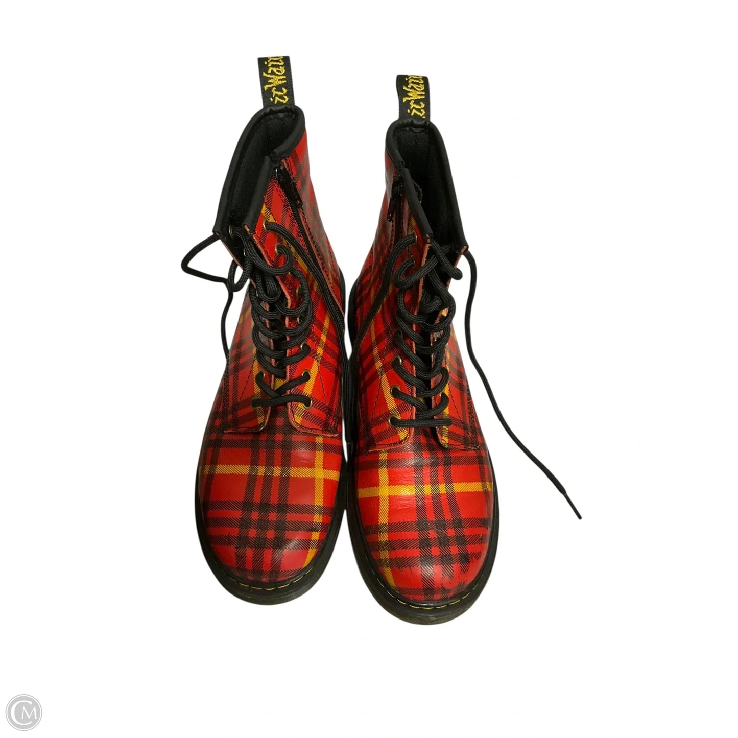 Boots Combat By Dr Martens In Plaid Pattern, Size: 6