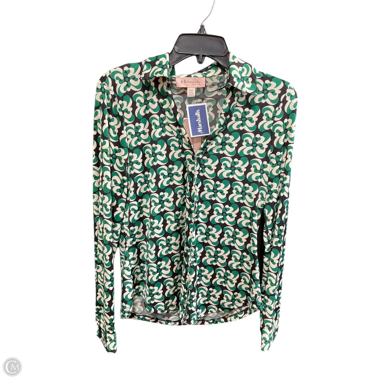 Blouse Long Sleeve By Philosophy In Green, Size: M