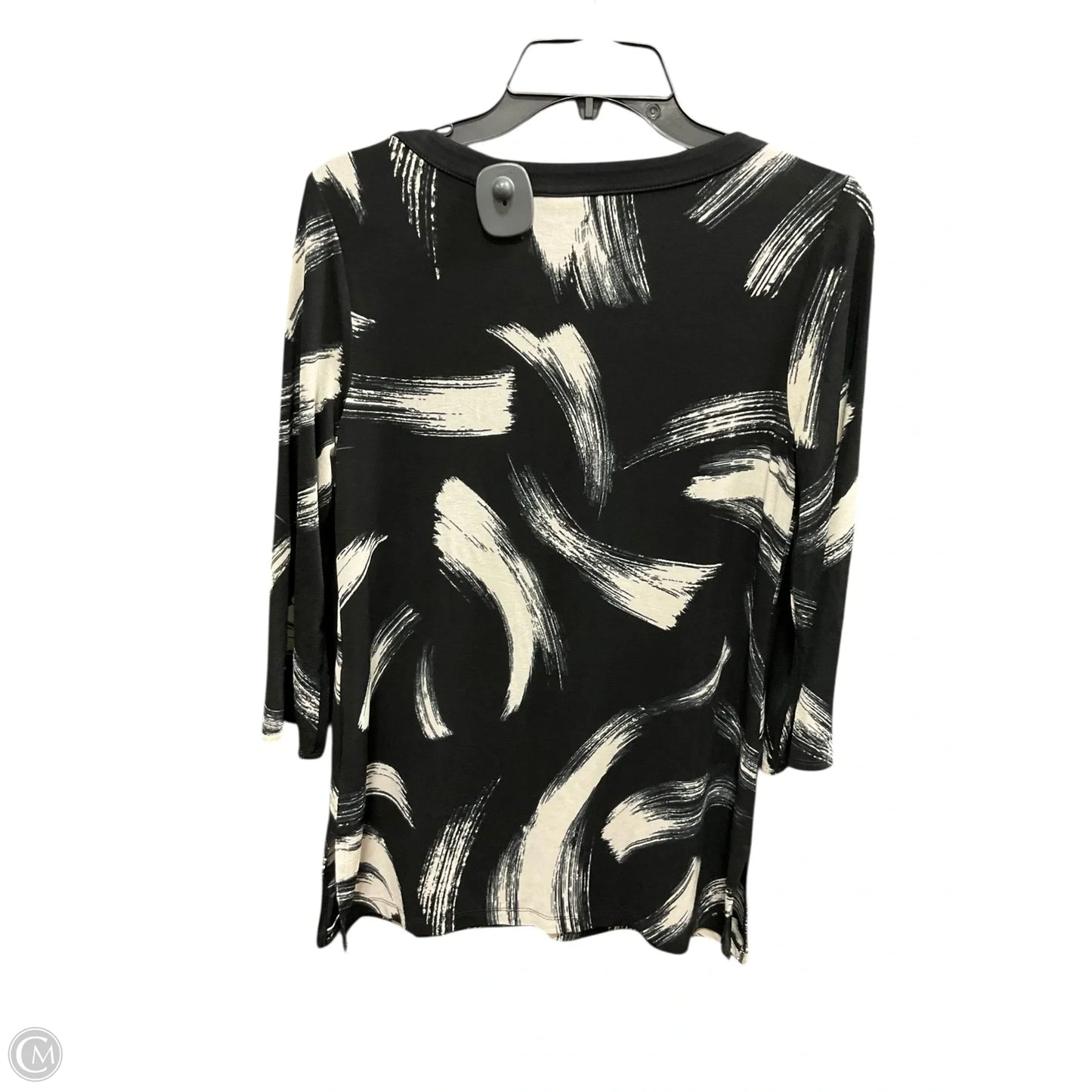 Top 3/4 Sleeve By Chicos In Black & White, Size: S