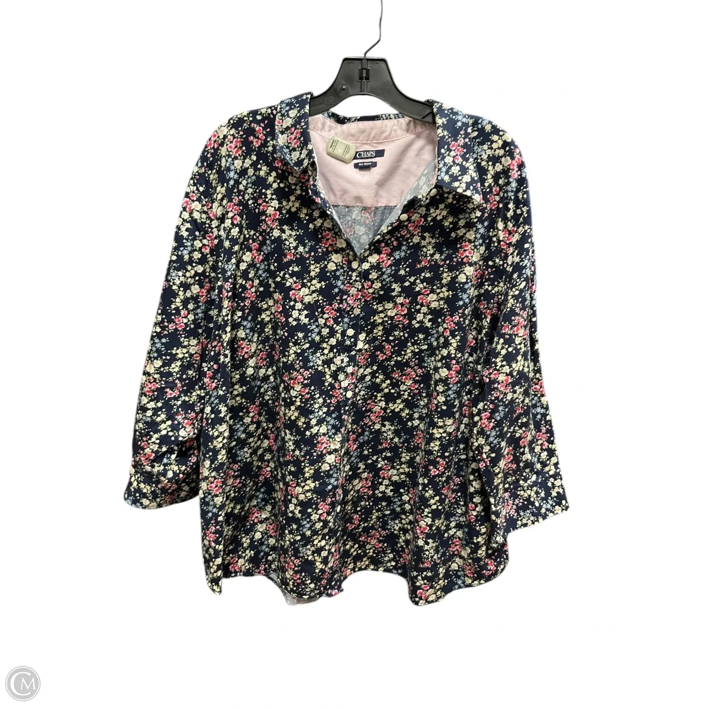 Blouse Short Sleeve By Chaps In Floral Print, Size: 3x