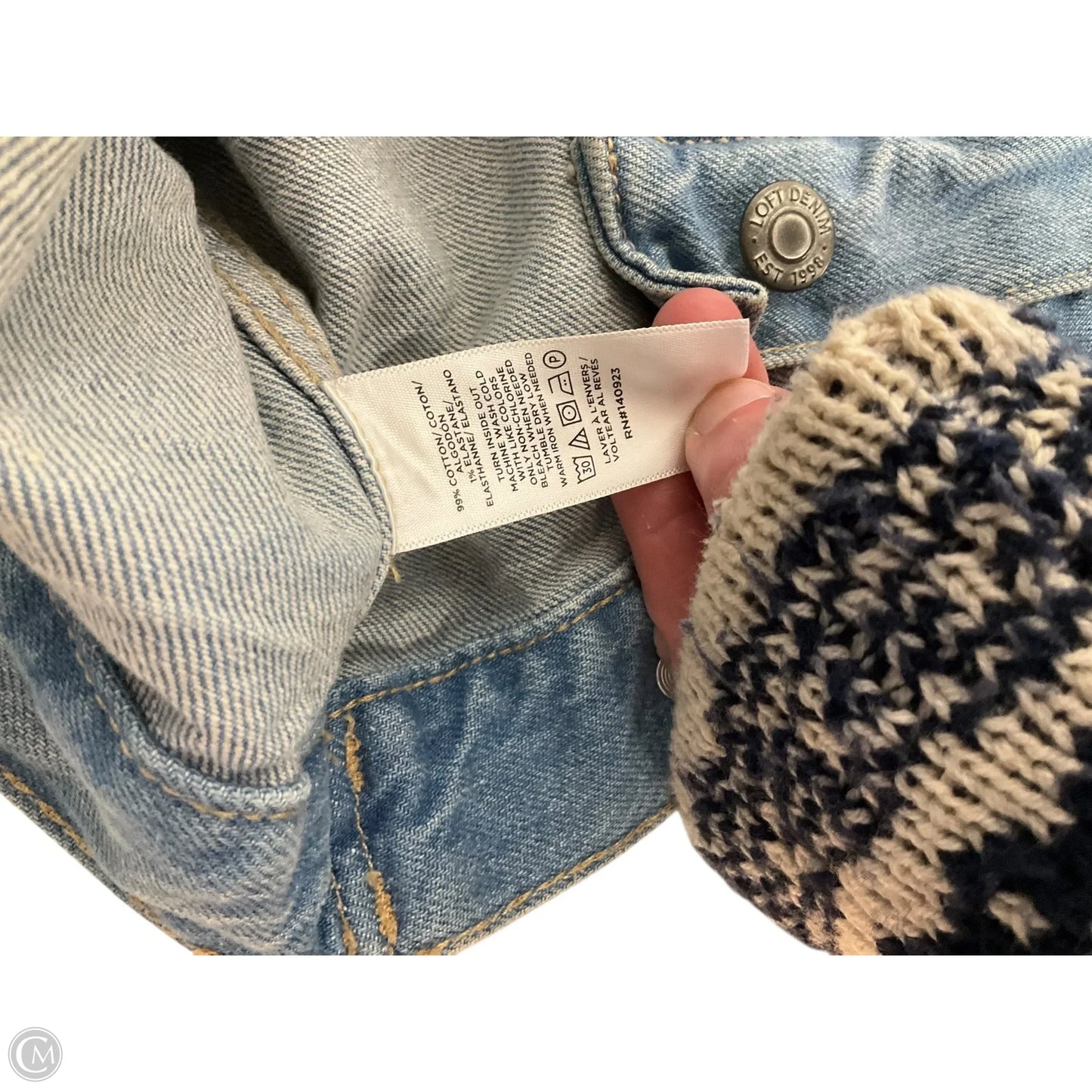 Jacket Denim By Loft In Blue Denim, Size: L