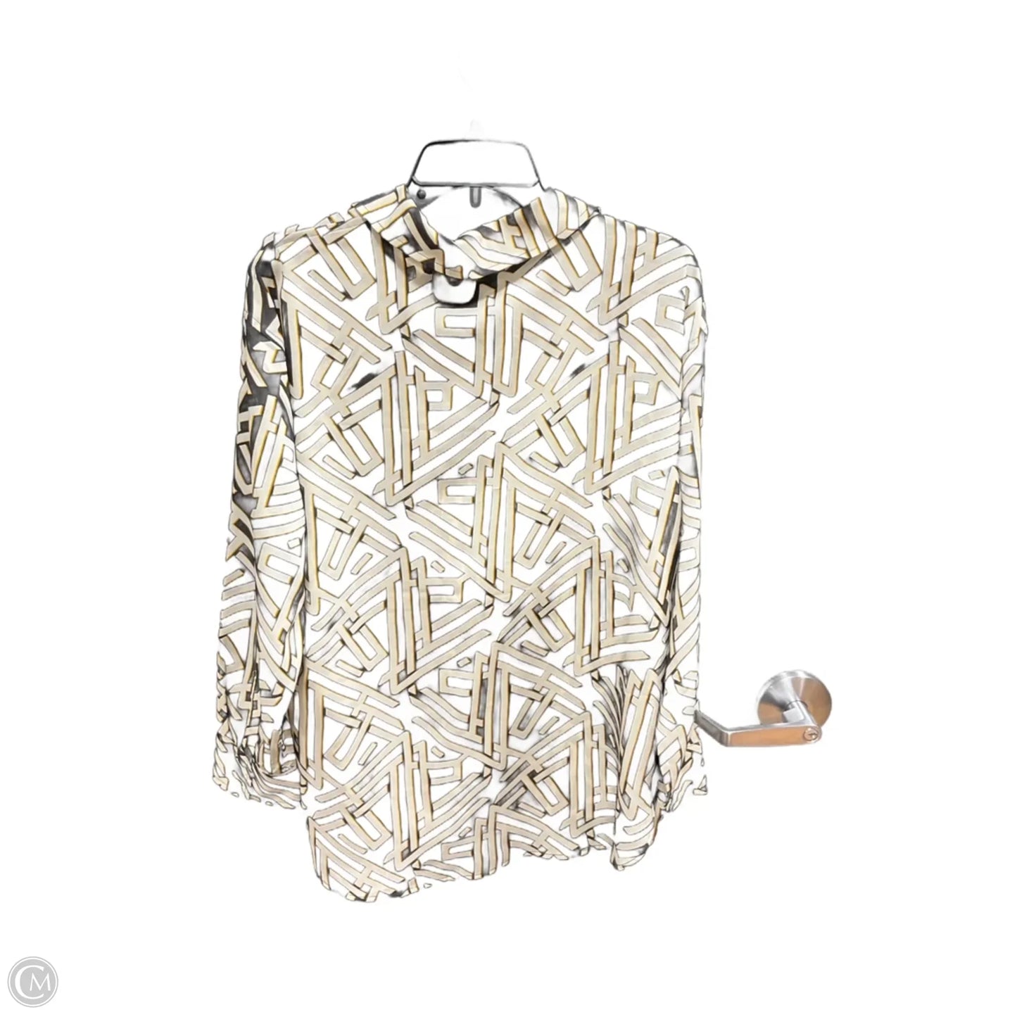 Blouse Designer By Karl Lagerfeld In Black & Tan, Size: M