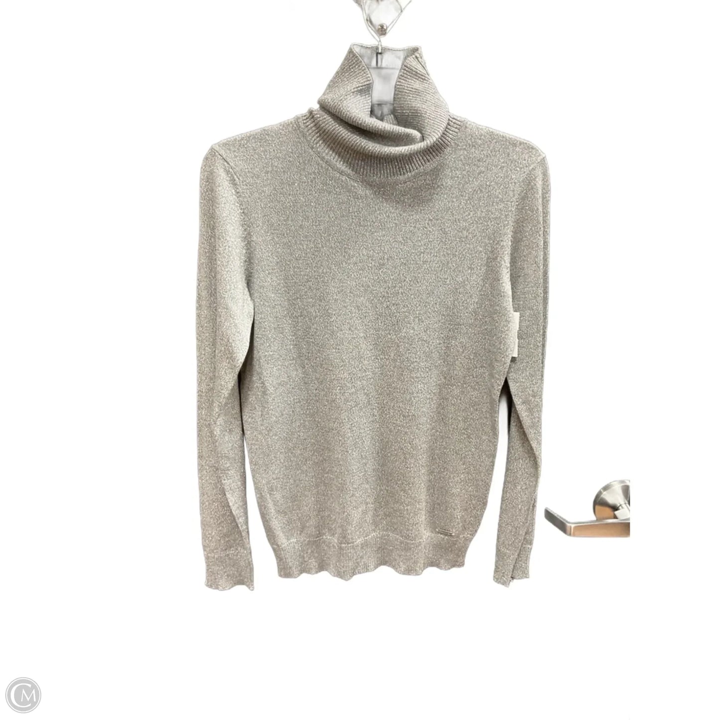 Top Long Sleeve By Calvin Klein In Silver, Size: Sp