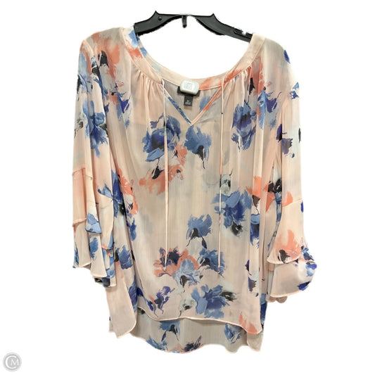 Top Long Sleeve By Clothes Mentor In Blue & Pink, Size: 3x