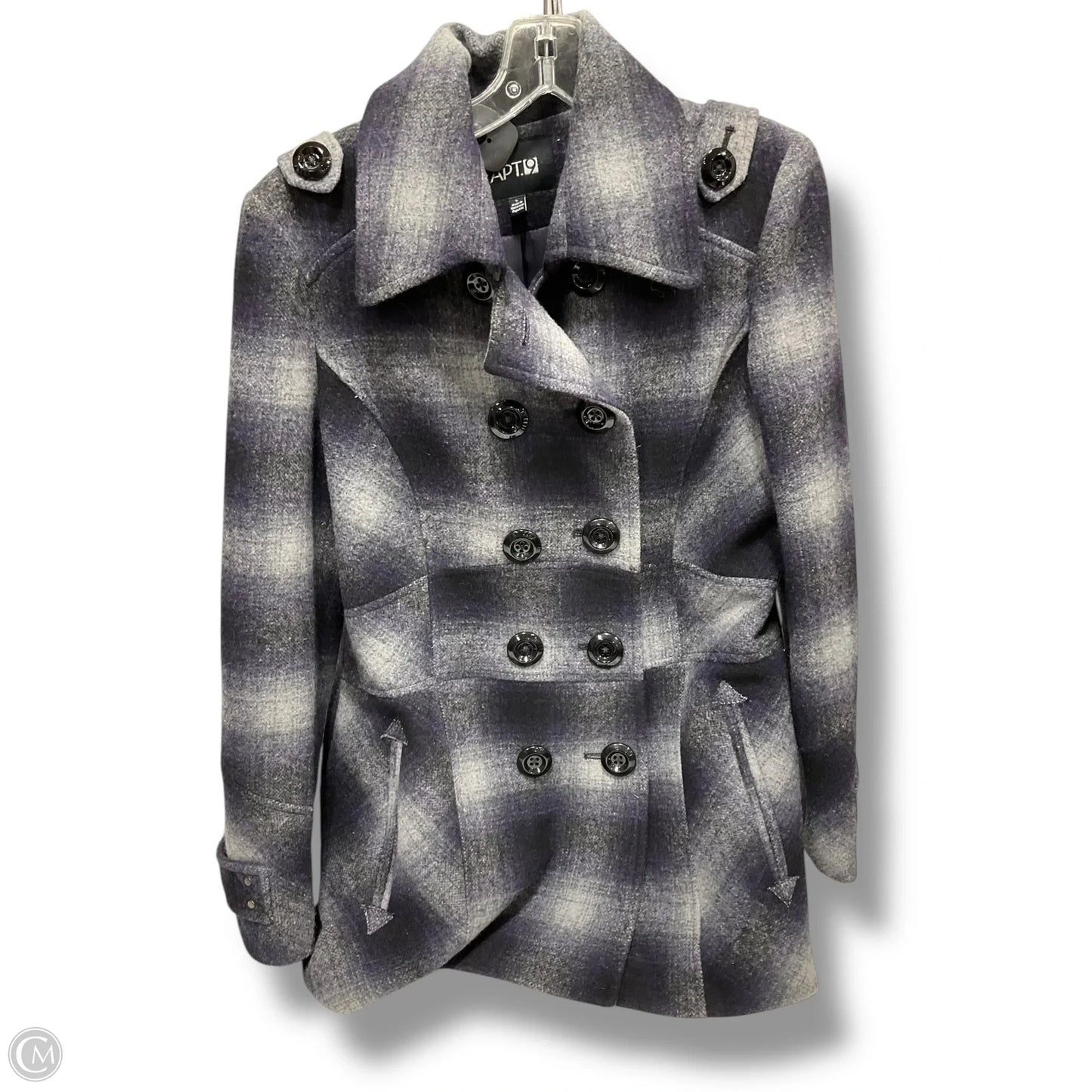 Coat Peacoat By Apt 9 In Grey & Purple, Size: L