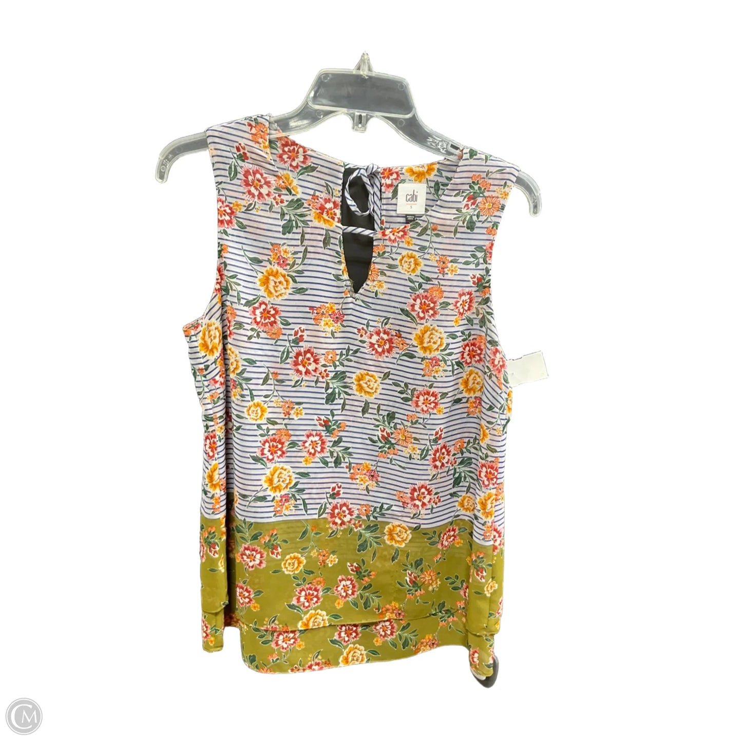 Top Sleeveless By Cabi In Blue & Yellow, Size: S