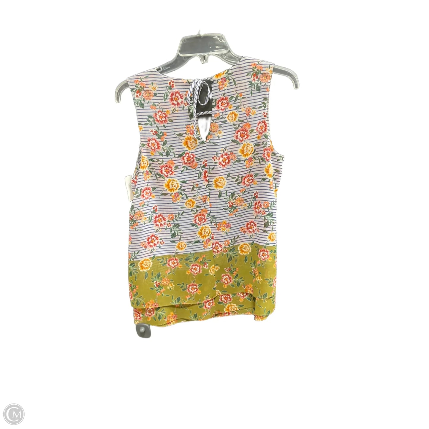Top Sleeveless By Cabi In Blue & Yellow, Size: S