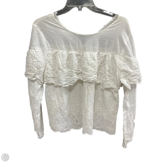 Top Long Sleeve By Clothes Mentor In White, Size: L