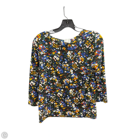Top Long Sleeve By Jones New York In Black & Blue, Size: S