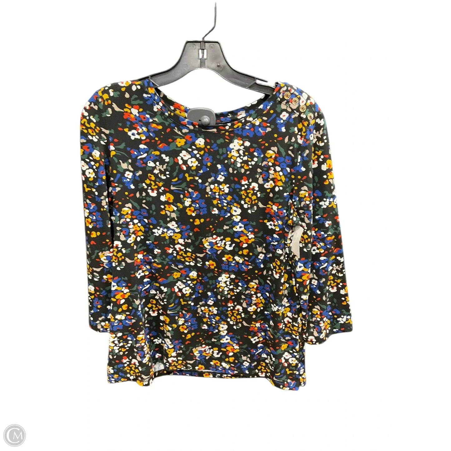 Top Long Sleeve By Jones New York In Black & Blue, Size: S