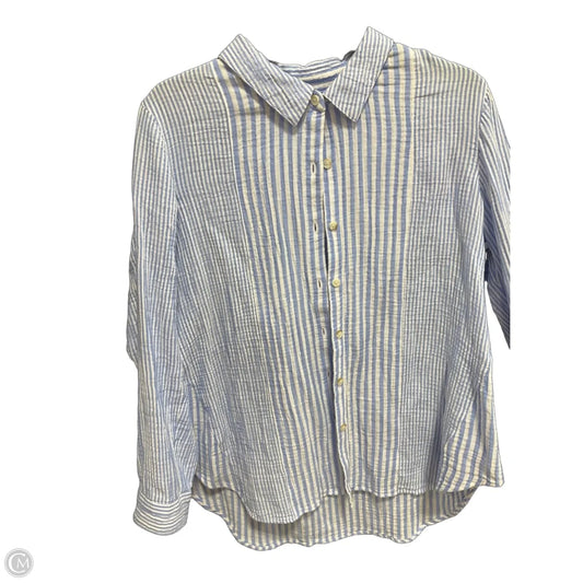Blouse Long Sleeve By J. Jill In Blue & White, Size: M