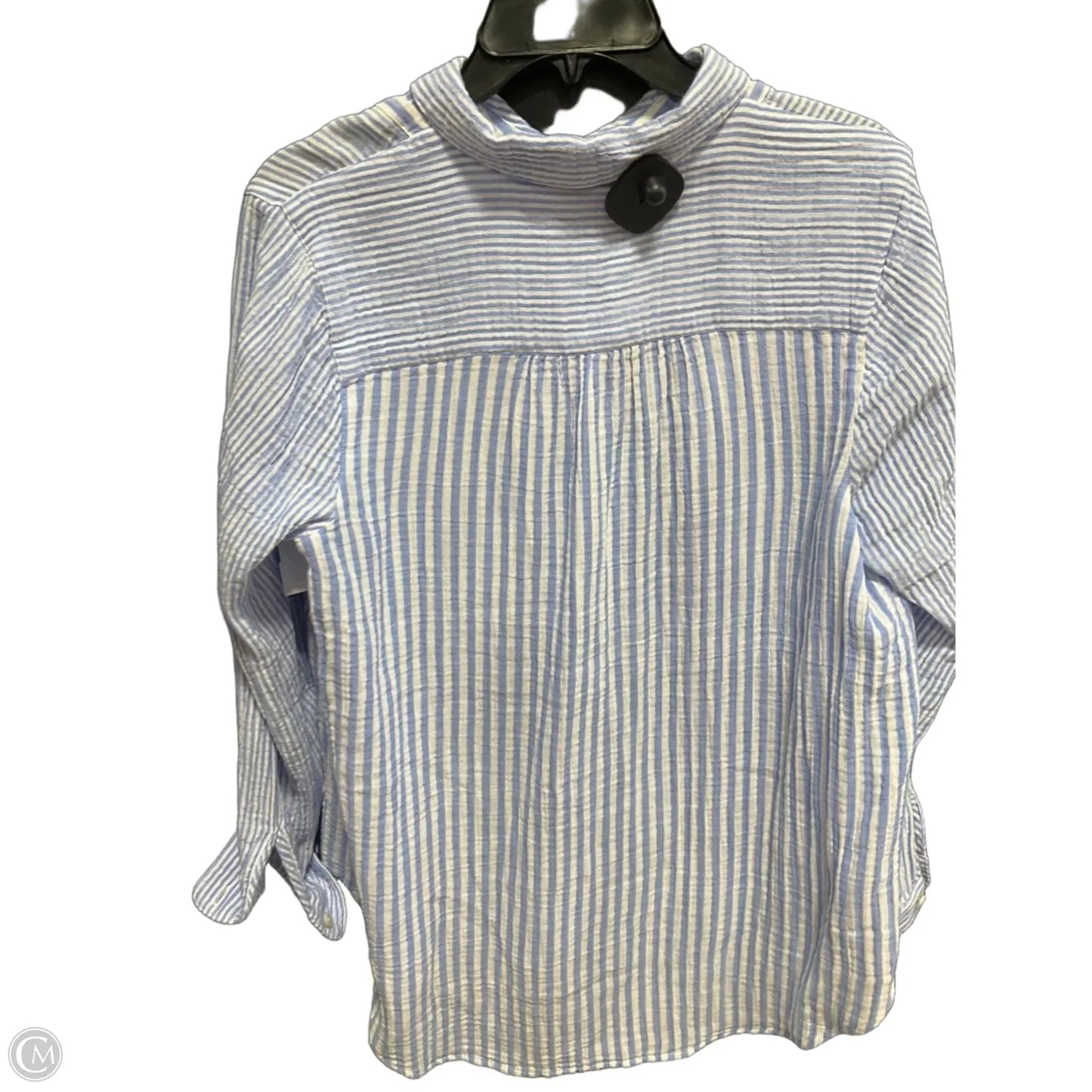 Blouse Long Sleeve By J. Jill In Blue & White, Size: M