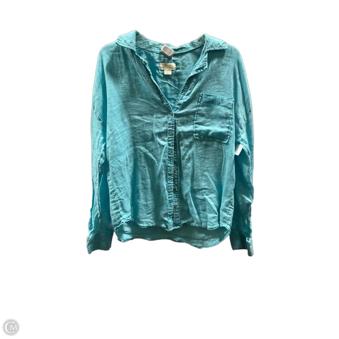 Blouse Long Sleeve By Maeve In Blue, Size: M