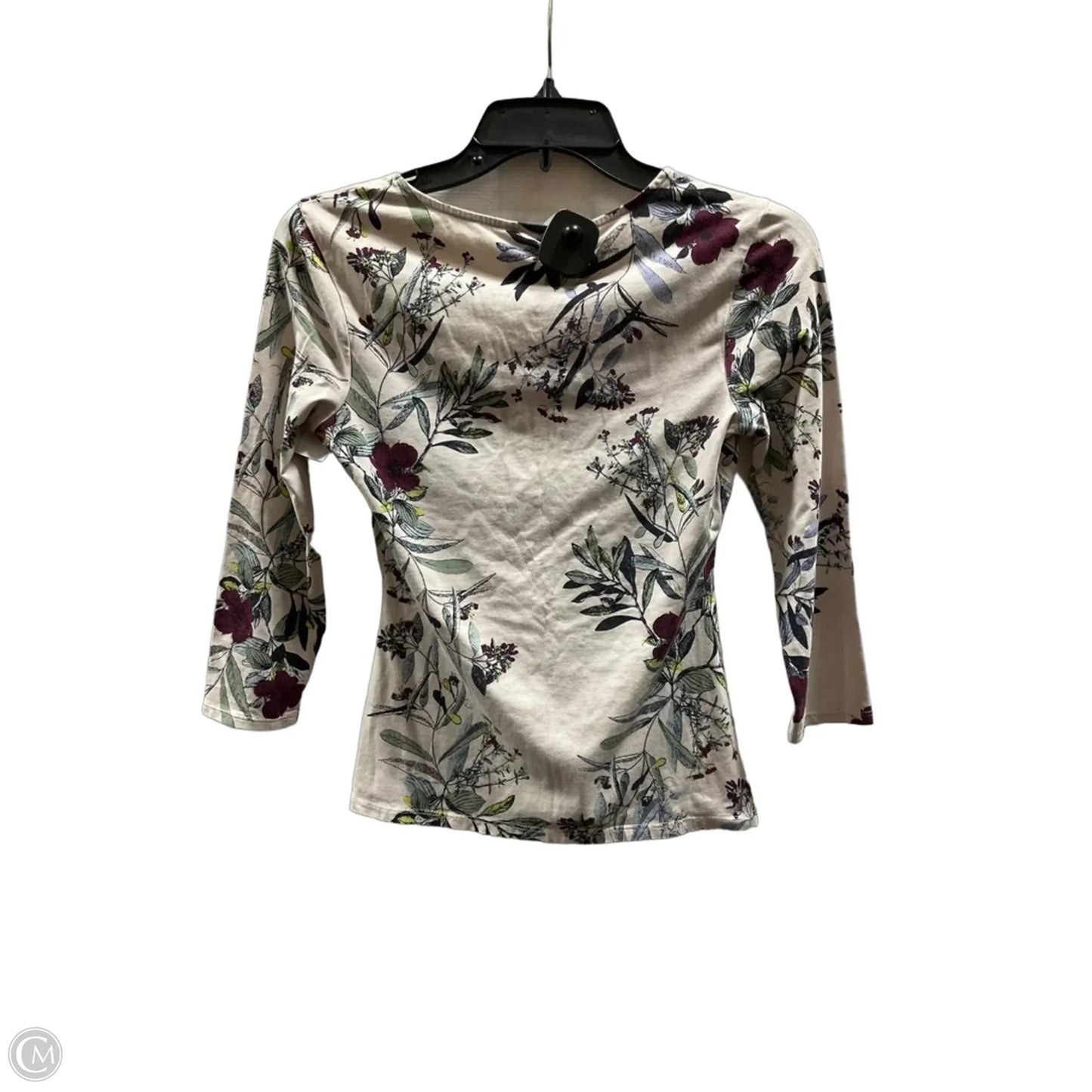 Top 3/4 Sleeve By Guess In Floral Print, Size: S