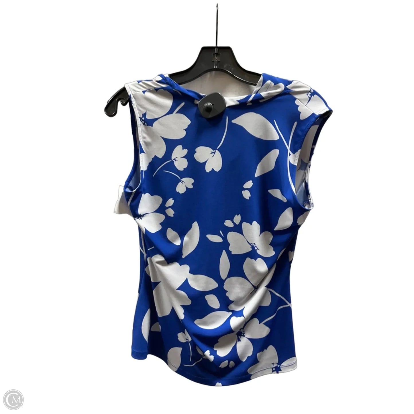 Top Sleeveless By Calvin Klein In Blue & White, Size: S