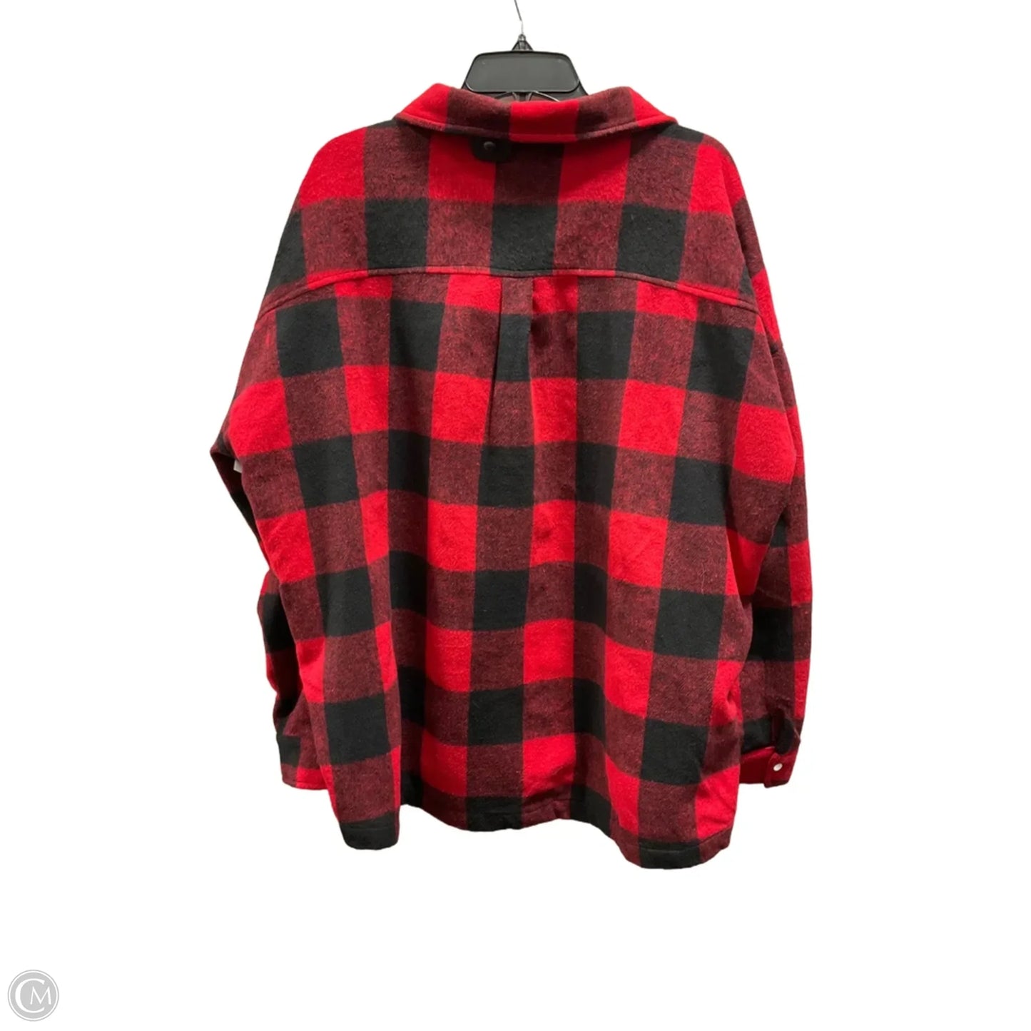 Jacket Shirt By Pink Lily In Black & Red, Size: Xxl