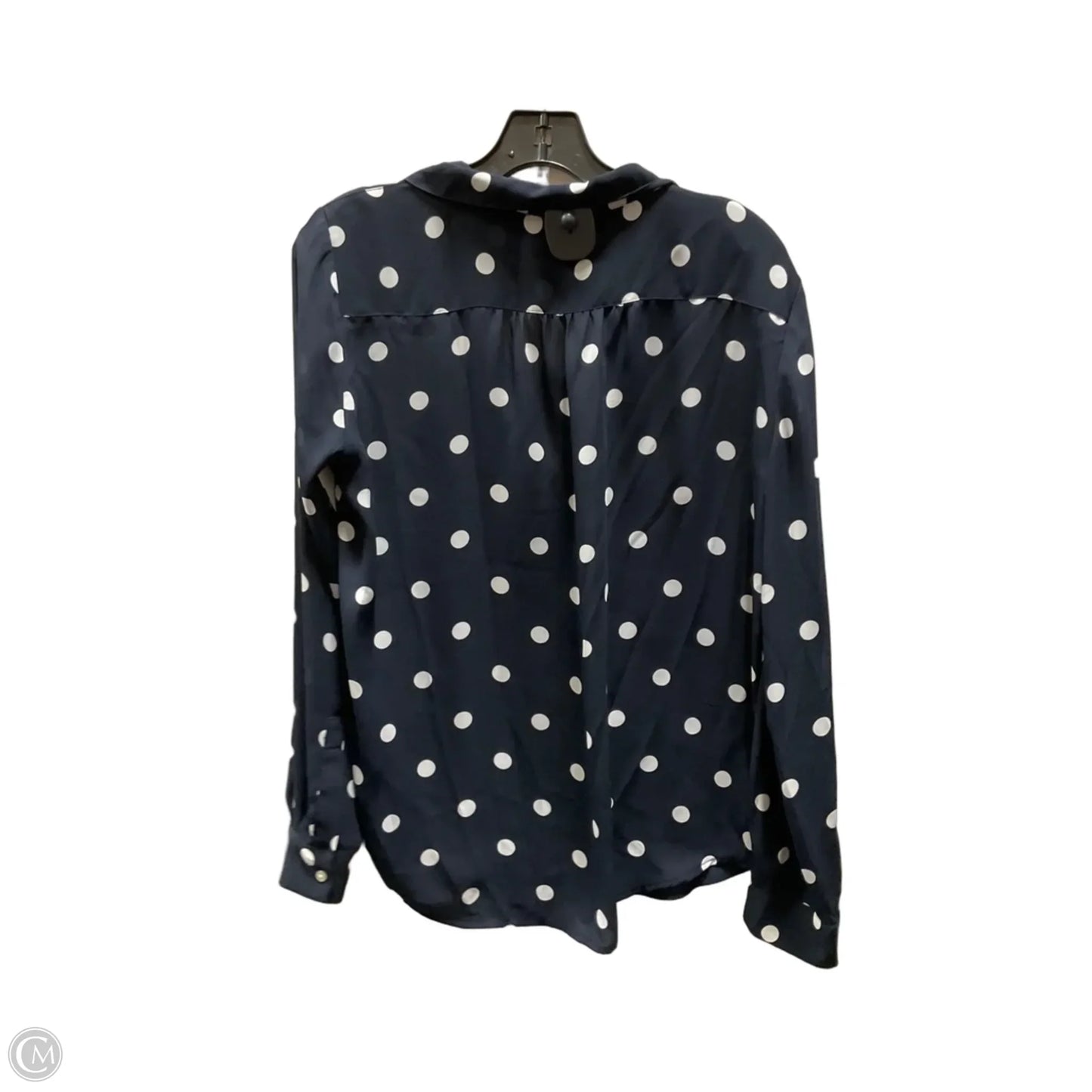Blouse Long Sleeve By Loft In Polkadot Pattern, Size: M