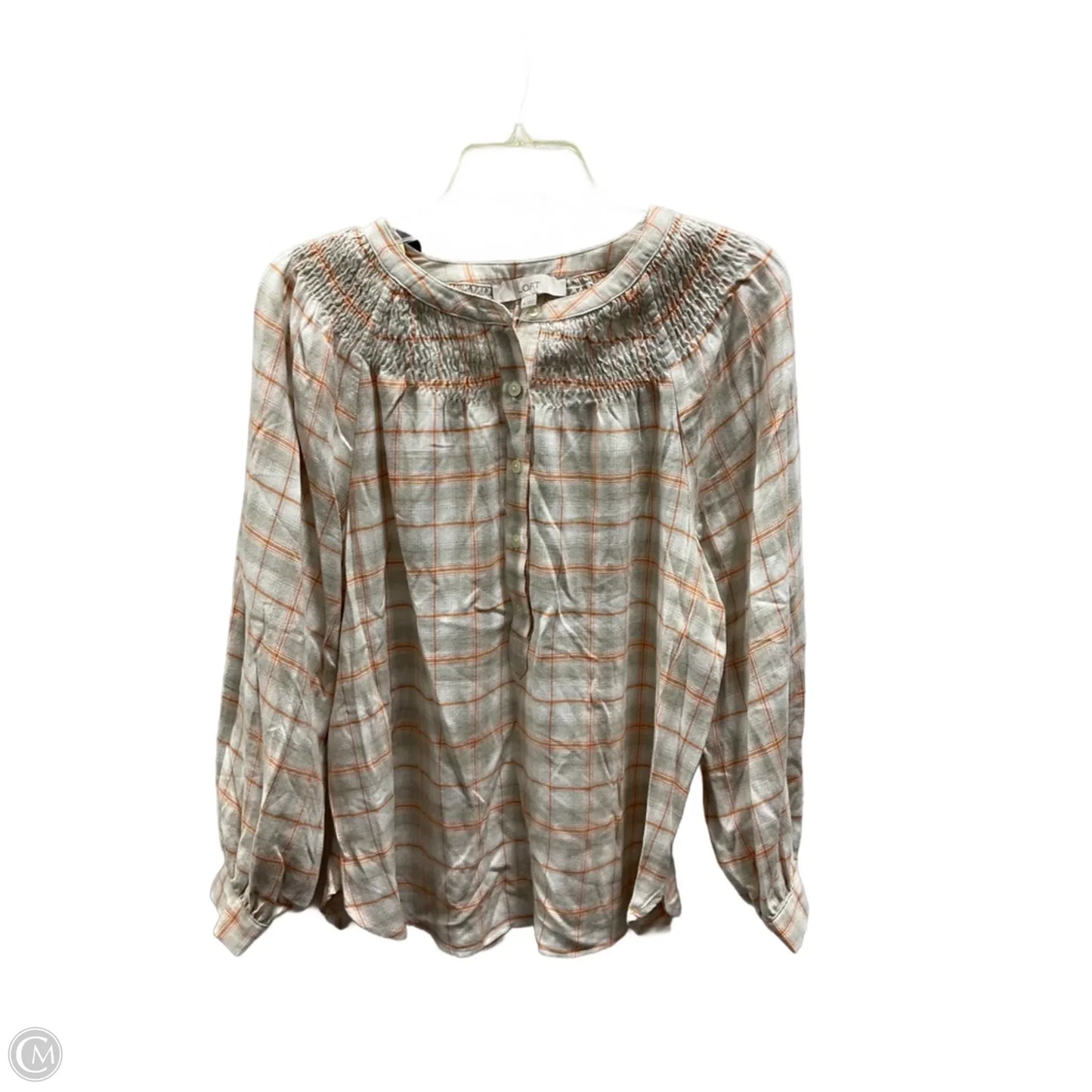 Top Long Sleeve By Loft In Grey & Orange, Size: M