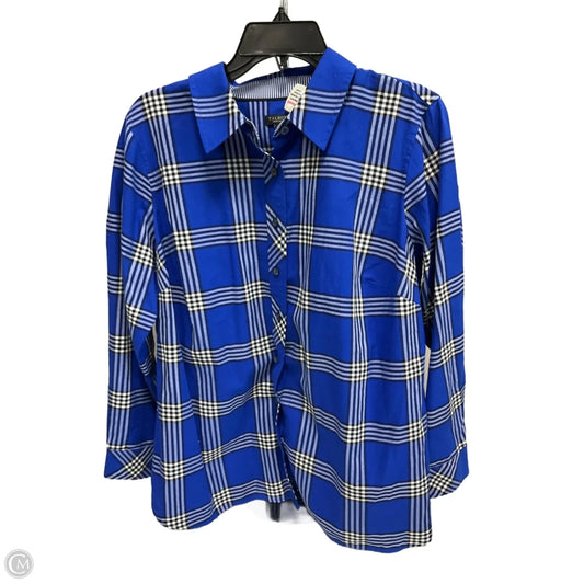 Blouse Long Sleeve By Talbots In Blue, Size: 1x