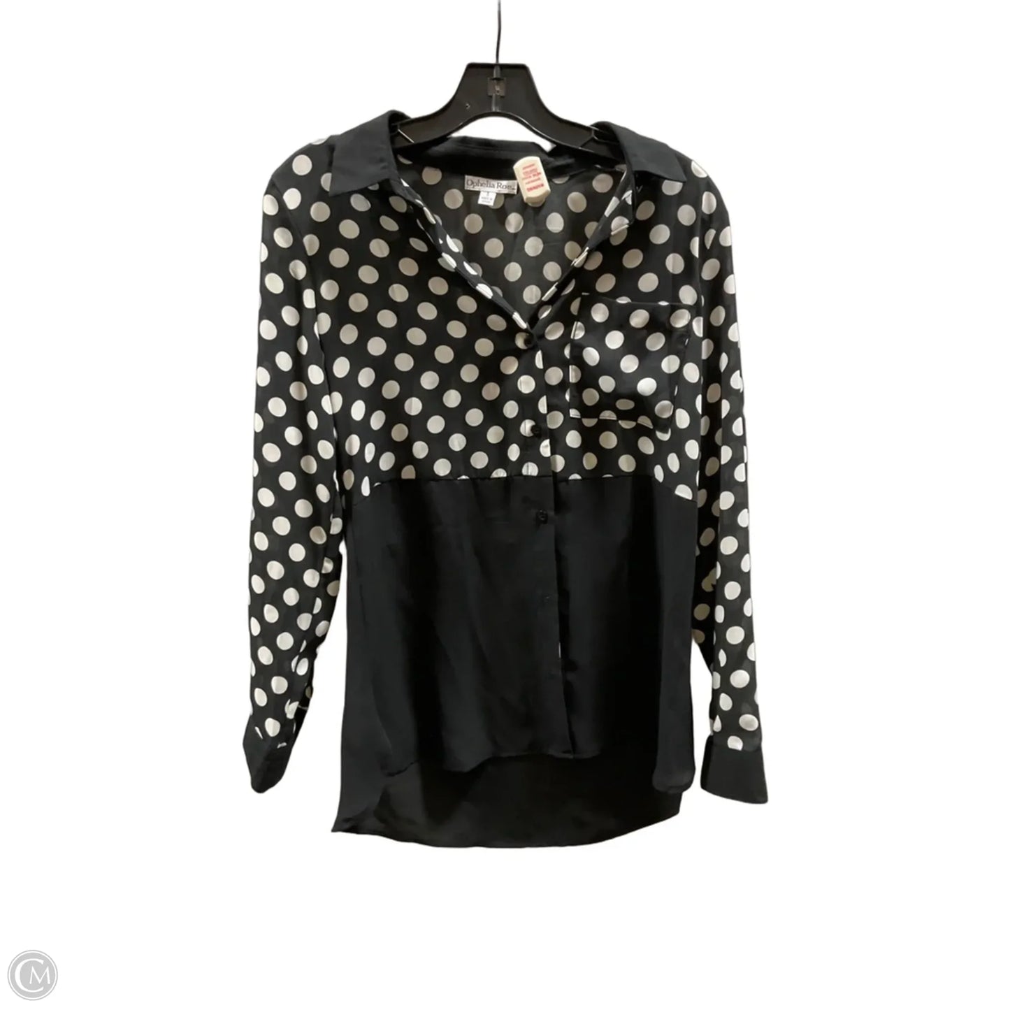 Blouse Long Sleeve By Opheliarose In Black & Cream, Size: S
