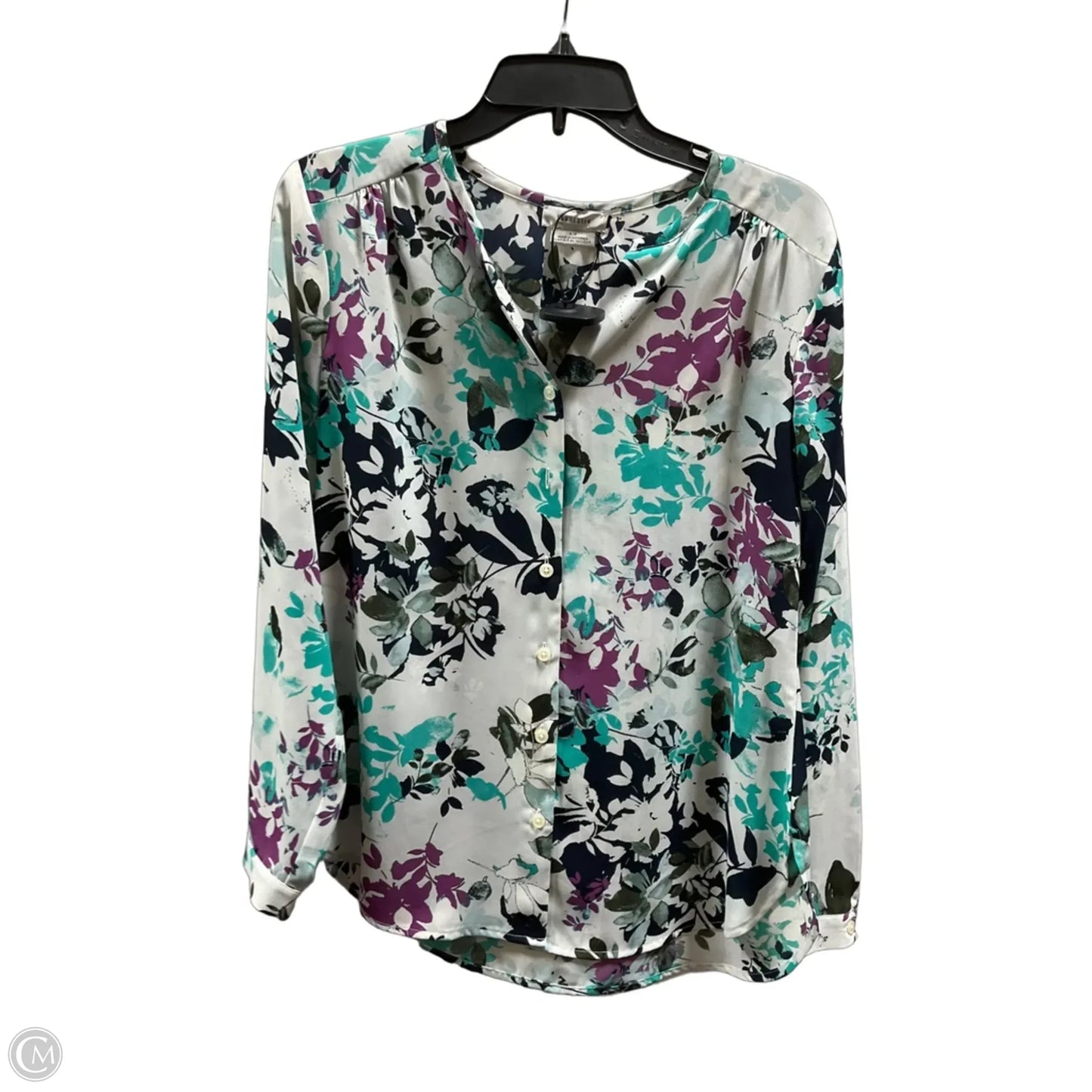 Blouse Long Sleeve By Van Heusen In Floral Print, Size: S