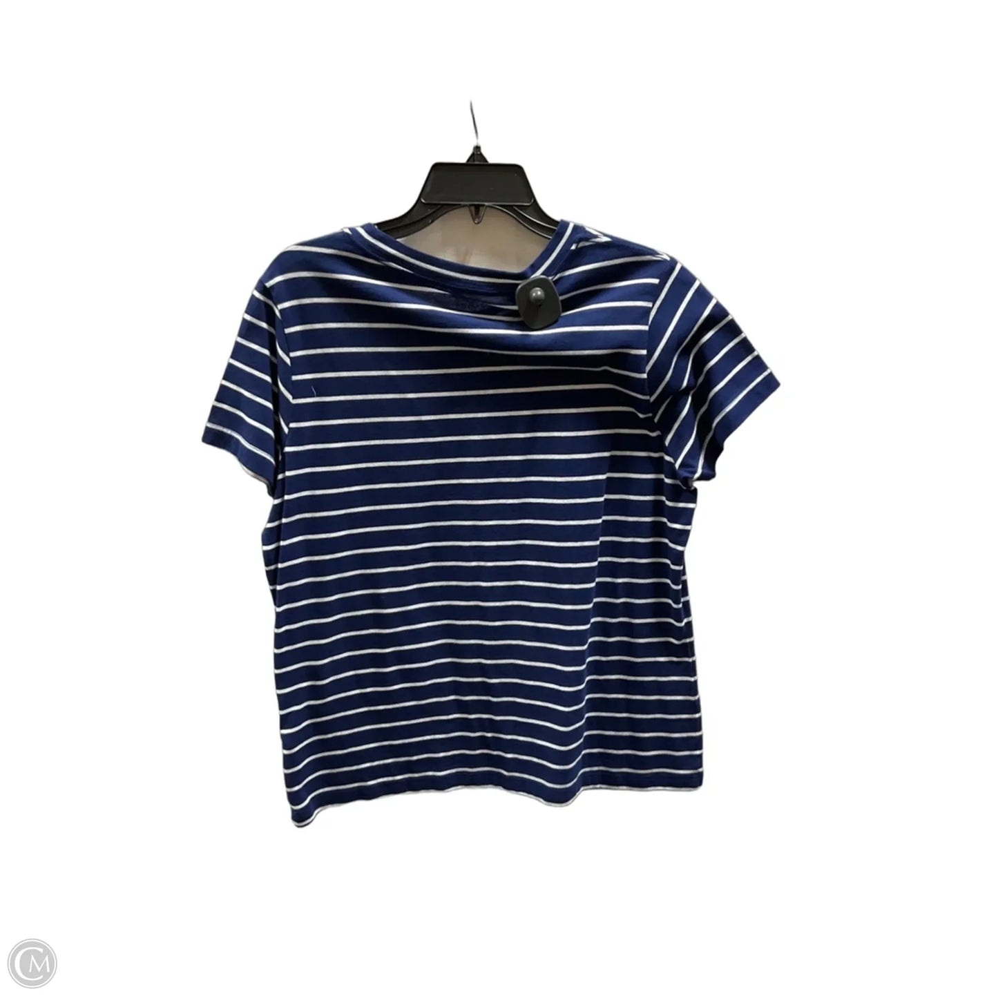 Top Short Sleeve By Vineyard Vines In Blue & Cream, Size: L