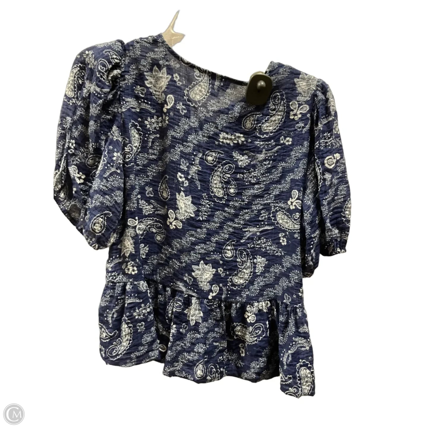 Top Short Sleeve By Cece In Blue & White, Size: M