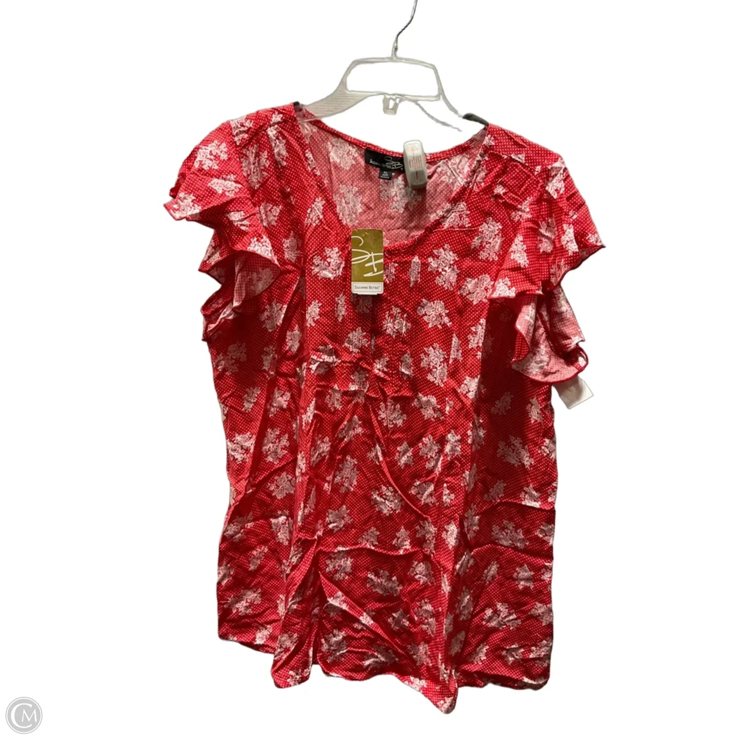 Top Short Sleeve By Suzanne Betro In Red, Size: Xl