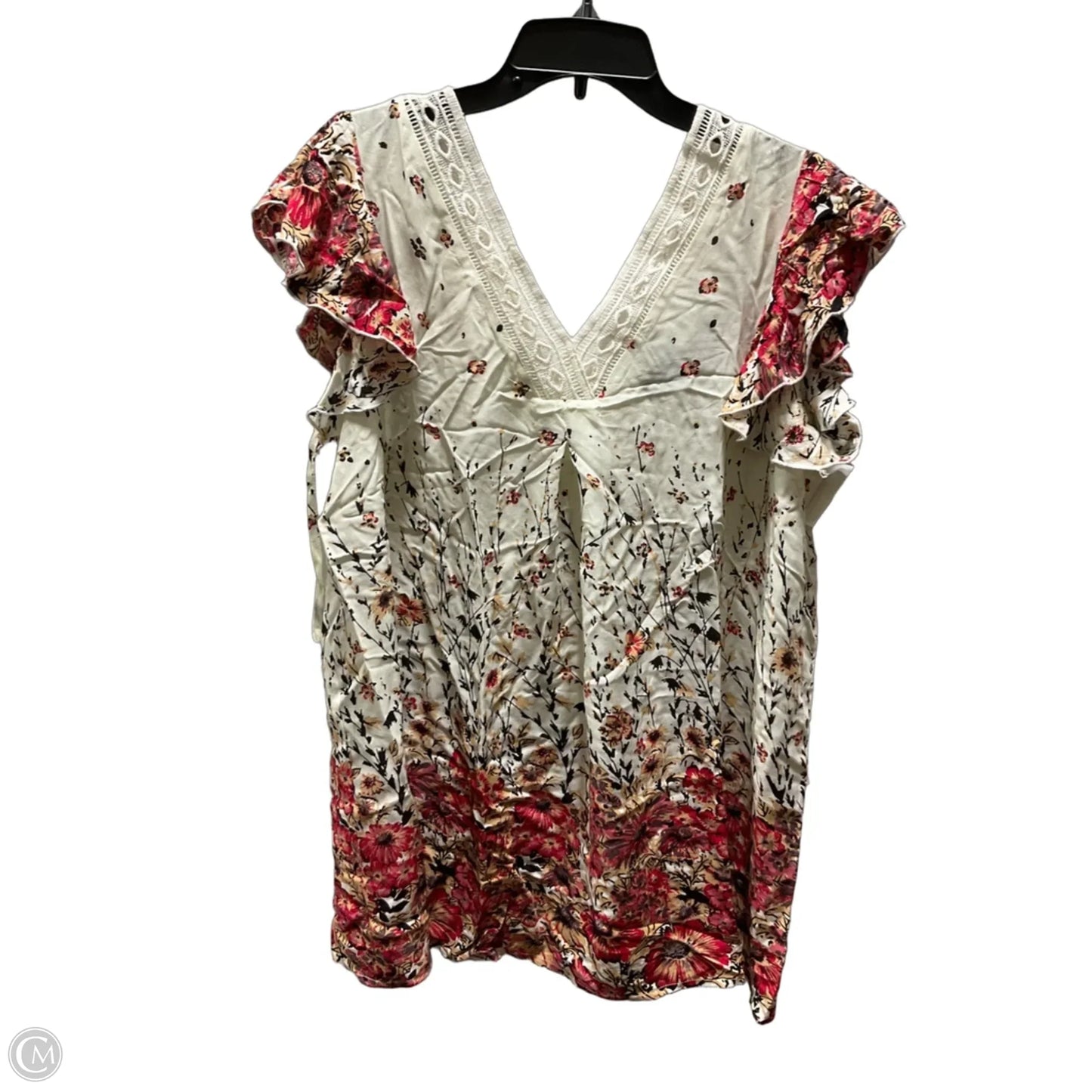 Top Short Sleeve By Suzanne Betro In Floral Print, Size: Xl