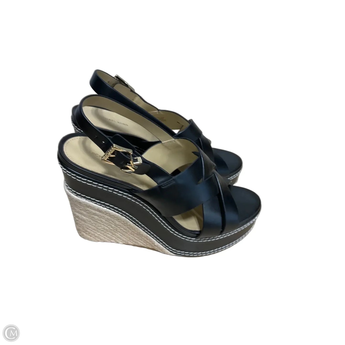 Sandals Heels Wedge By Michael Kors In Black & Cream, Size: 8.5